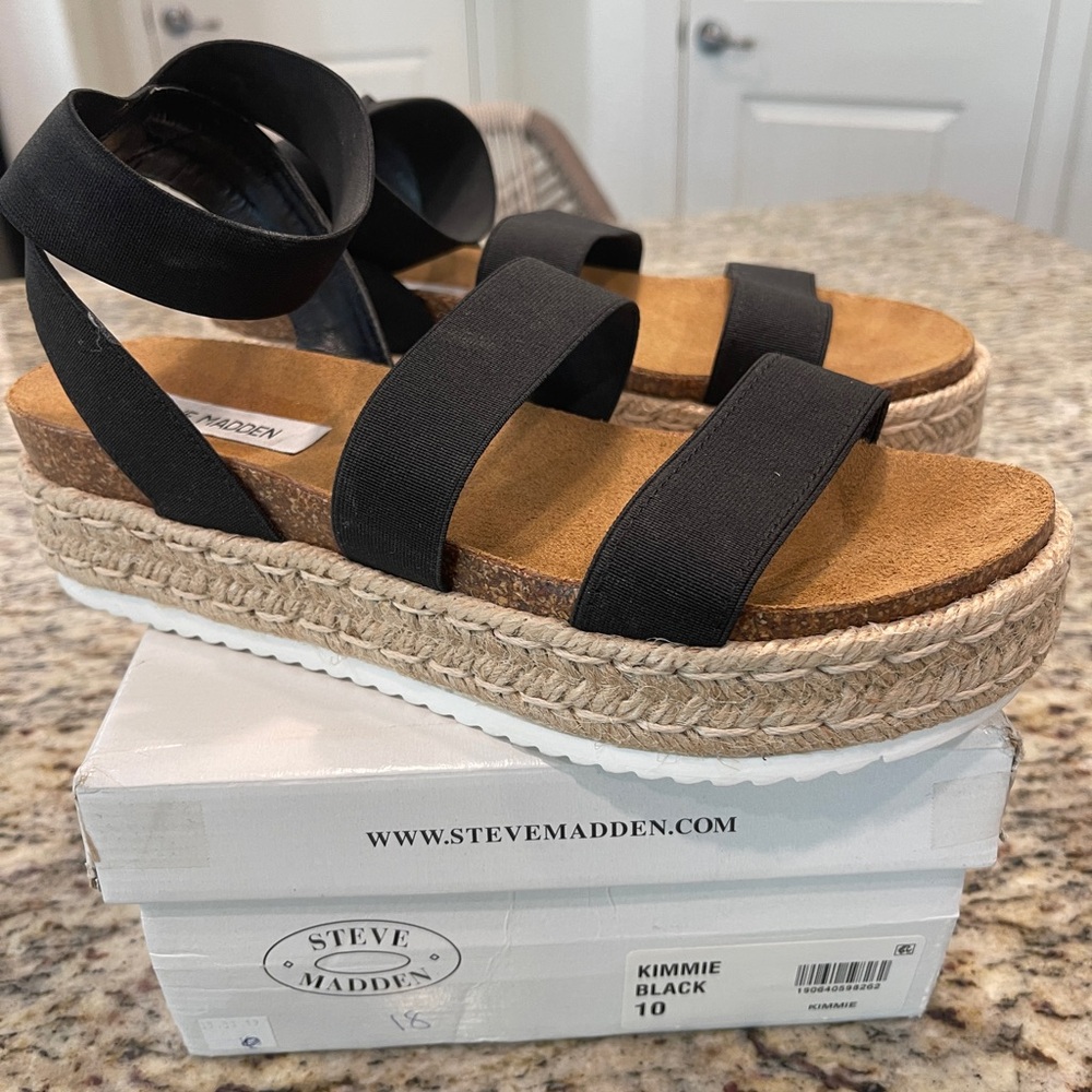 Steve Madden Black Espadrille Sandals
